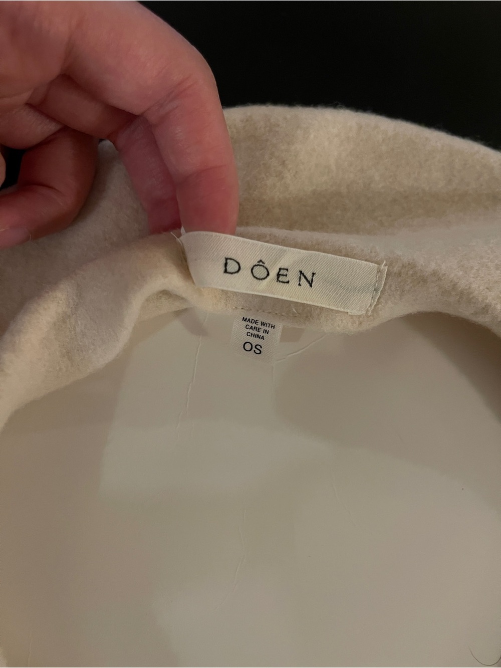 New DOEN Georgianna Beret in Cream/White